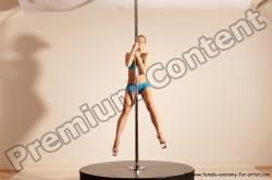 Underwear Gymnastic poses Woman White Moving poses Slim long blond Dynamic poses Academic