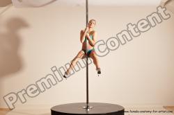 Underwear Gymnastic poses Woman White Moving poses Slim long blond Dynamic poses Academic