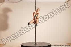 Underwear Gymnastic poses Woman White Moving poses Slim long blond Dynamic poses Academic