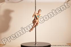 Underwear Gymnastic poses Woman White Moving poses Slim long blond Dynamic poses Academic