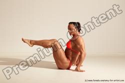 Swimsuit Woman White Moving poses Muscular long brown Dynamic poses Academic