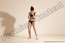 Underwear Martial art Woman White Moving poses Average long brown Dynamic poses Academic