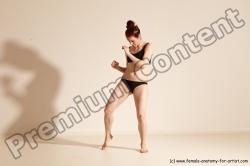 Underwear Martial art Woman White Moving poses Average long brown Dynamic poses Academic