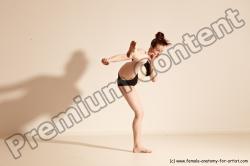 Underwear Martial art Woman White Moving poses Average long brown Dynamic poses Academic