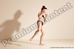 Underwear Martial art Woman White Moving poses Average long brown Dynamic poses Academic