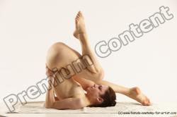 Nude Gymnastic poses Woman White Slim long brown Multi angle poses Pinup