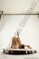 Nude Gymnastic poses Woman White Slim long brown Multi angle poses Pinup