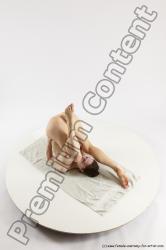 Nude Gymnastic poses Woman White Slim long brown Multi angle poses Pinup