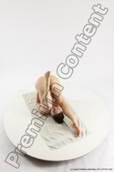 Nude Gymnastic poses Woman White Slim long brown Multi angle poses Pinup