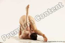 Nude Gymnastic poses Woman White Slim long brown Multi angle poses Pinup