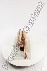 Nude Gymnastic poses Woman White Slim long brown Multi angle poses Pinup