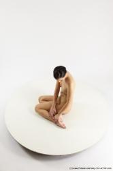 Nude Woman White Sitting poses - ALL Slim long brown Sitting poses - simple Multi angle poses Pinup