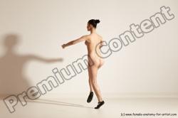 Nude Woman White Slim long brown Dancing Dynamic poses Pinup