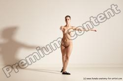 Nude Woman White Slim long brown Dancing Dynamic poses Pinup