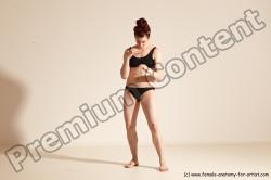 Underwear Martial art Woman White Moving poses Slim medium brown Dynamic poses Academic