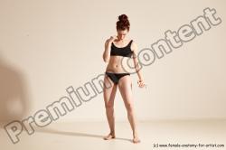 Underwear Martial art Woman White Moving poses Slim medium brown Dynamic poses Academic