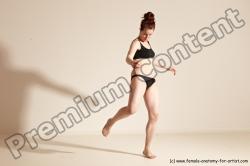 Underwear Martial art Woman White Moving poses Slim medium brown Dynamic poses Academic