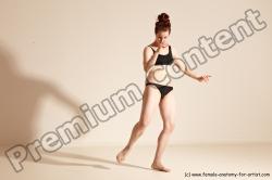 Underwear Martial art Woman White Moving poses Slim medium brown Dynamic poses Academic