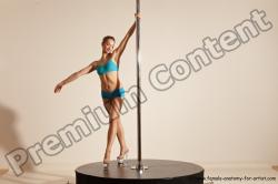 Underwear Gymnastic poses Woman White Moving poses Slim long blond Dynamic poses Academic