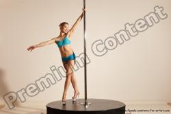 Underwear Gymnastic poses Woman White Moving poses Slim long blond Dynamic poses Academic