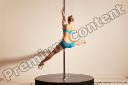 Underwear Gymnastic poses Woman White Moving poses Slim long blond Dynamic poses Academic