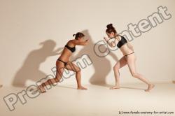 Underwear Martial art Woman - Woman White Moving poses Athletic medium brown Dynamic poses Academic