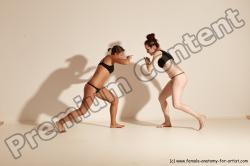 Underwear Martial art Woman - Woman White Moving poses Athletic medium brown Dynamic poses Academic