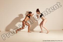 Underwear Martial art Woman - Woman White Moving poses Athletic medium brown Dynamic poses Academic