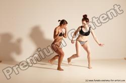 Underwear Martial art Woman - Woman White Moving poses Athletic medium brown Dynamic poses Academic