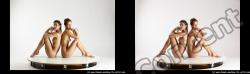 Nude Woman - Woman White Sitting poses - ALL Slim long blond Sitting poses - simple 3D Stereoscopic poses Pinup