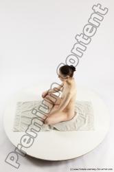 Nude Gymnastic poses Woman White Slim long brown Multi angle poses Pinup