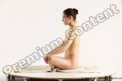 Nude Gymnastic poses Woman White Slim long brown Multi angle poses Pinup