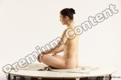 Nude Gymnastic poses Woman White Slim long brown Multi angle poses Pinup