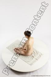 Nude Gymnastic poses Woman White Slim long brown Multi angle poses Pinup