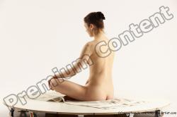 Nude Gymnastic poses Woman White Slim long brown Multi angle poses Pinup