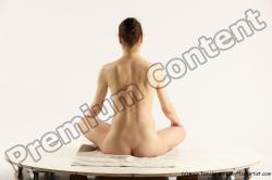 Nude Gymnastic poses Woman White Slim long brown Multi angle poses Pinup