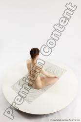 Nude Gymnastic poses Woman White Slim long brown Multi angle poses Pinup