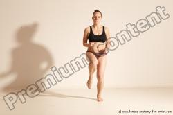 Underwear Martial art Woman White Moving poses Average long colored Dynamic poses Academic