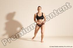 Underwear Martial art Woman White Moving poses Average long colored Dynamic poses Academic