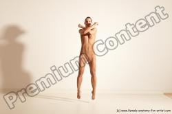 Nude Gymnastic poses Woman White Moving poses Athletic medium brown Dynamic poses Pinup