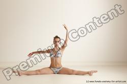 Swimsuit Gymnastic poses Woman White Moving poses Slim long brown Dynamic poses Academic