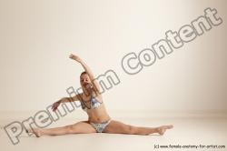 Swimsuit Gymnastic poses Woman White Moving poses Slim long brown Dynamic poses Academic