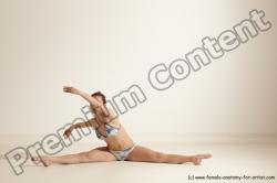 Swimsuit Gymnastic poses Woman White Moving poses Slim long brown Dynamic poses Academic