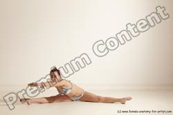 Swimsuit Gymnastic poses Woman White Moving poses Slim long brown Dynamic poses Academic