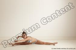 Swimsuit Gymnastic poses Woman White Moving poses Slim long brown Dynamic poses Academic