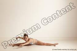 Swimsuit Gymnastic poses Woman White Moving poses Slim long brown Dynamic poses Academic