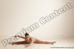 Swimsuit Gymnastic poses Woman White Moving poses Slim long brown Dynamic poses Academic