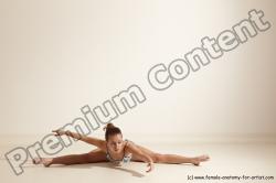 Swimsuit Gymnastic poses Woman White Moving poses Slim long brown Dynamic poses Academic