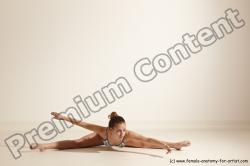 Swimsuit Gymnastic poses Woman White Moving poses Slim long brown Dynamic poses Academic