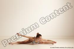 Swimsuit Gymnastic poses Woman White Moving poses Slim long brown Dynamic poses Academic